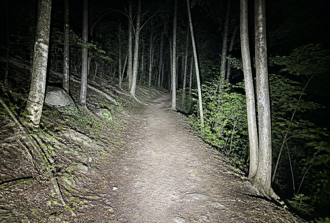 Same trail illuminated by StrapLights®